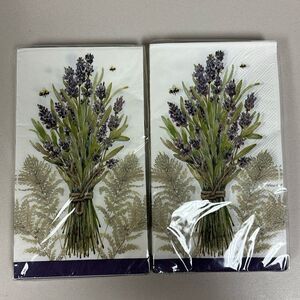 Fresh Lavender Floral Bouquet White Purple Set of 15 x 2 Guest Size Napkins